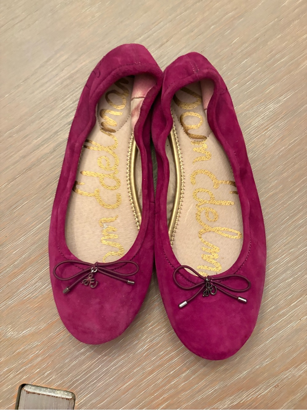 Sam Edelman Magenta Suede Bow Ballet Flats